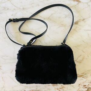MADEWELL Black Faux Fur Leather Crossbody Bag